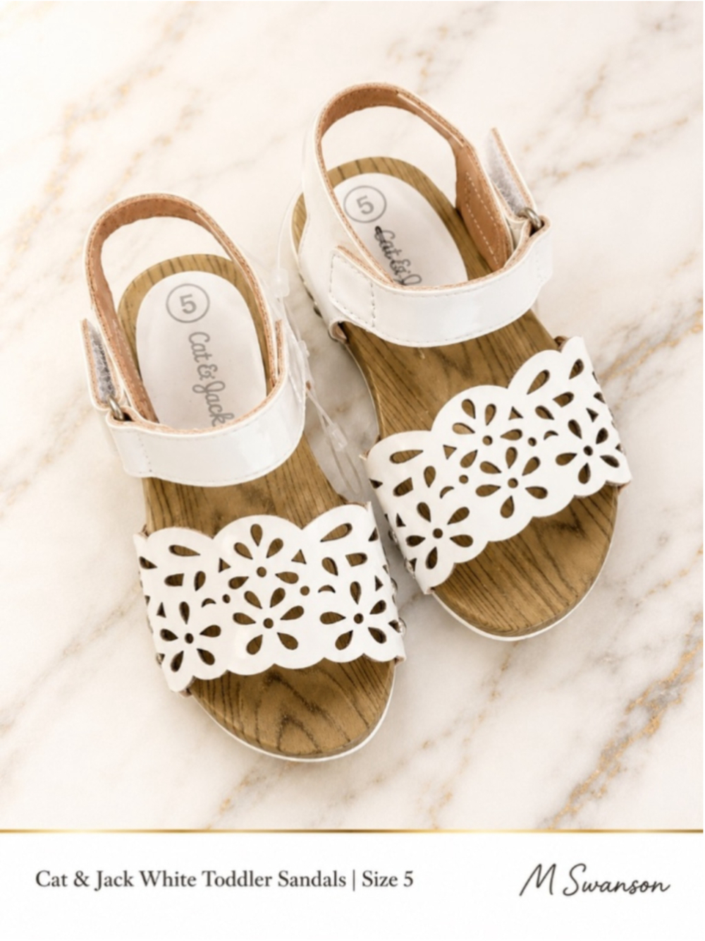 NEW Cat & Jack White Floral Sandals Toddler Size 5 NWOT